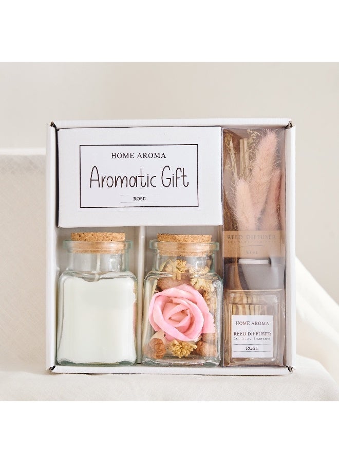 Home Box Seyna Rose Jar Candle with Potpourri and Diffuser Gift Set 50 ml - Image 1