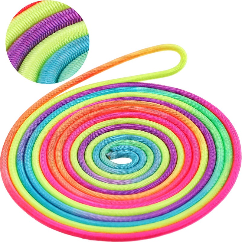 Gejoy 5 Pieces Chinese Jump Ropes Colorful Stretch Rope Elastic Rubber Twist Fitness Game for Outdoor Indoor Play Exercise Toys - Image 3