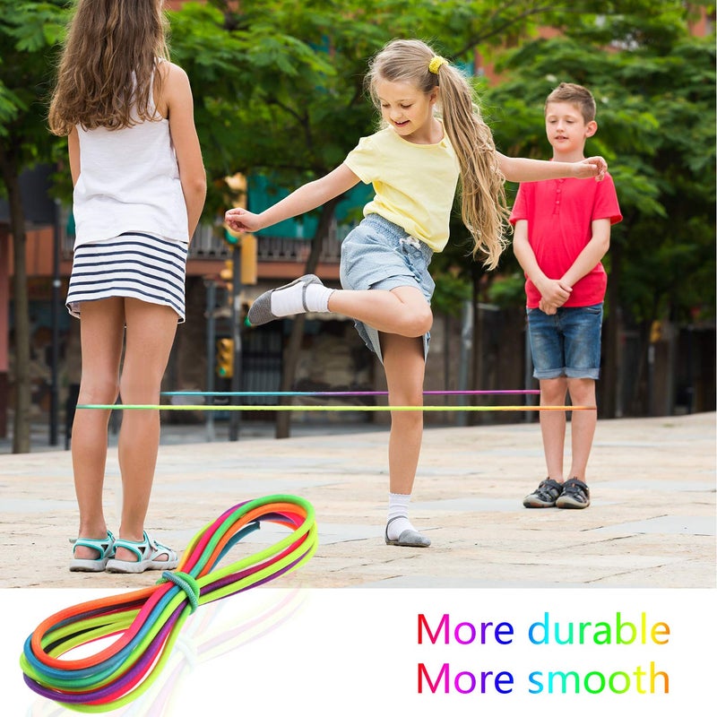 Gejoy 5 Pieces Chinese Jump Ropes Colorful Stretch Rope Elastic Rubber Twist Fitness Game for Outdoor Indoor Play Exercise Toys - Image 2