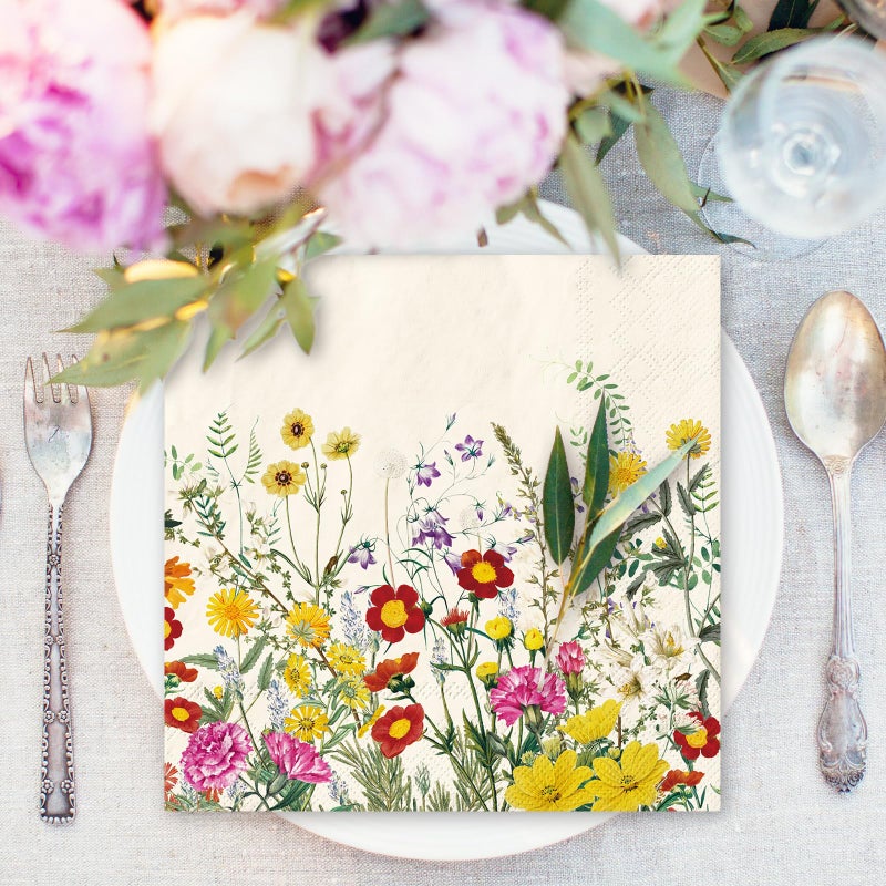 JarThenaAMCS JarThenaAMCS 50Pcs Wildflower Paper Napkins Wild Floral Disposable Dinner Napkins Spring Luncheon Napkins for Home Kitchen Bathroom Holiday Party Supplies  - Image 5