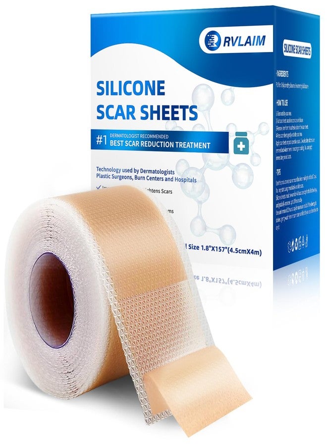Rvlaim Silicone Scar Sheets, Silicone Scar Tape(1.8” x 157” Roll 4M), Silicone Scar Sheets for Surgical Scars, Keloid Bump Removal, Stretch Marks Removal, C-Section, Burn et - Image 1
