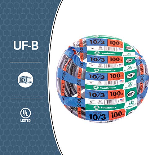 Southwire Woods 13059123 Romex SIMpull 10/3Uf-W/Gx100 Type Uf-B Building Wire; 10/3; 100 Ft; PVC; Feet; Gray - Image 2