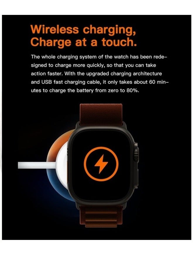 AROAQ T10 Ultra Smart Watch with 2.09-Inch HD Full Touch Display, Bluetooth Calling, Multi-Sport Modes, Sleep & Heart Rate Monitor, 300mAh Battery, IP67 Waterproof – Compatible with Android & iOS - Orange - Image 4