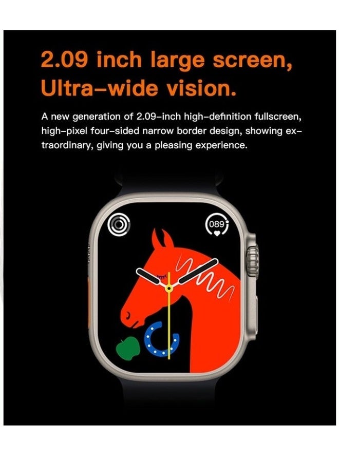 AROAQ T10 Ultra Smart Watch with 2.09-Inch HD Full Touch Display, Bluetooth Calling, Multi-Sport Modes, Sleep & Heart Rate Monitor, 300mAh Battery, IP67 Waterproof – Compatible with Android & iOS - Orange - Image 3