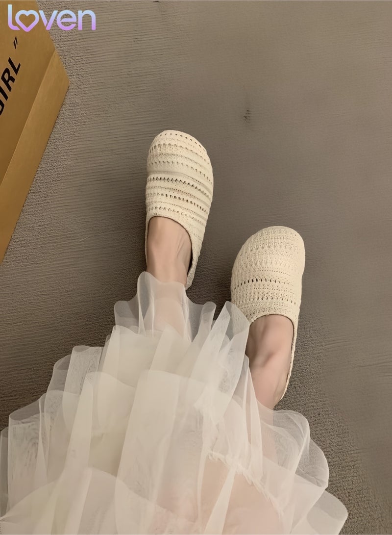 loven French-style, niche mesh openwork breathable half-closed toe slippers, suitable for both home and casual wear. - Image 2