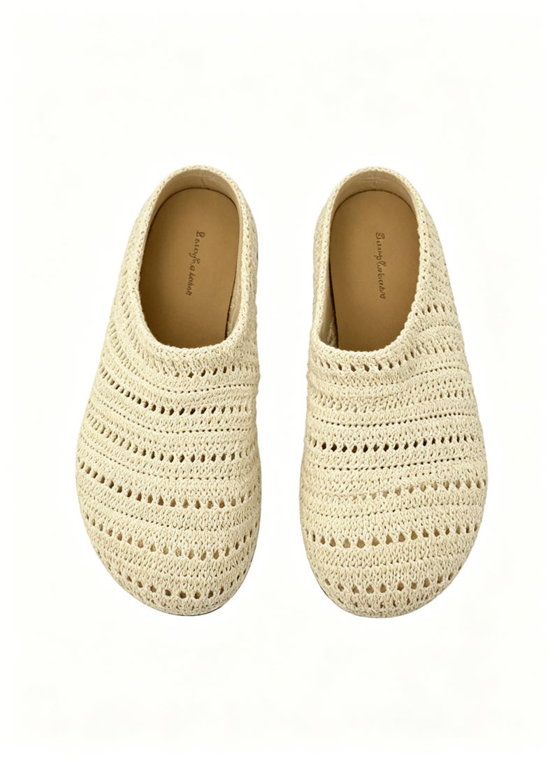 loven French-style, niche mesh openwork breathable half-closed toe slippers, suitable for both home and casual wear. - Image 1