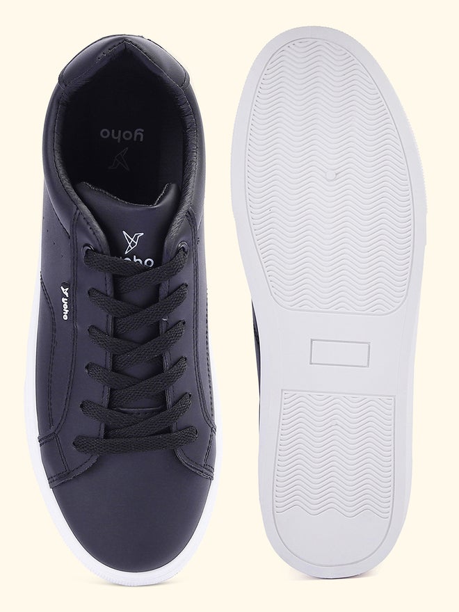 YOHO Black Faux Leather Sneakers - Image 3