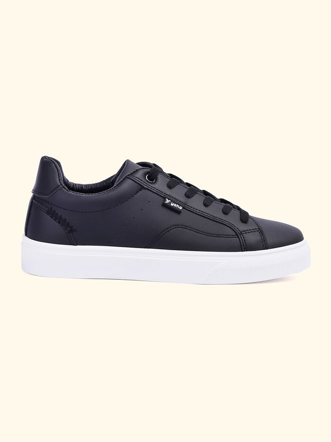 YOHO Black Faux Leather Sneakers - Image 5