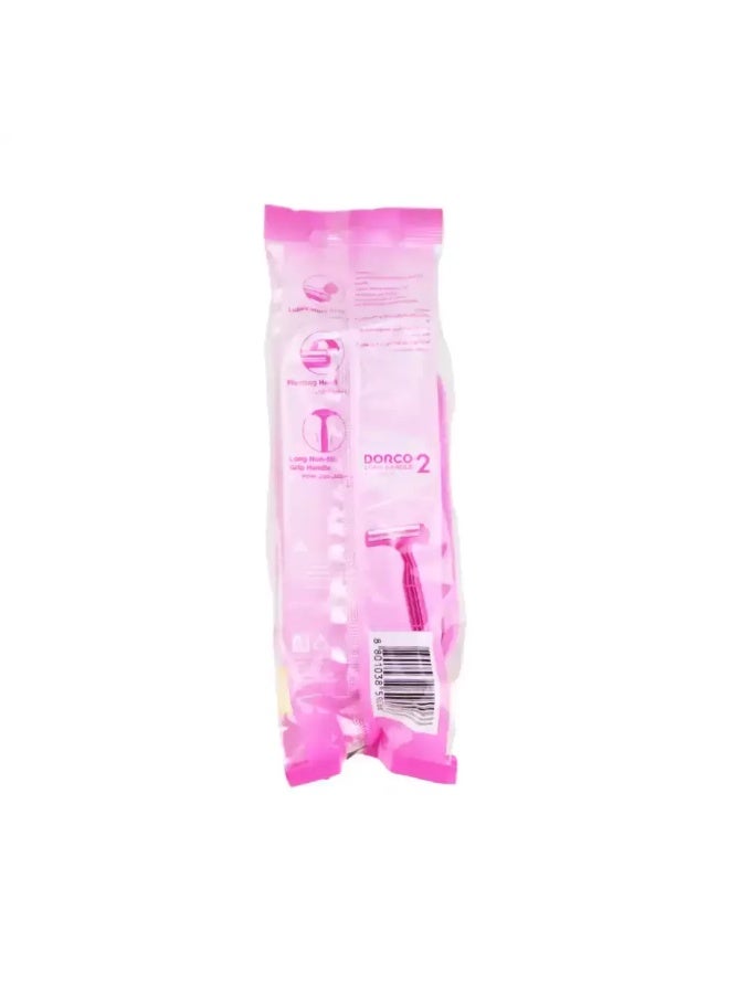 Dorco Twin Blade Long Handle Razor for Lady- Pack of 10 Pcs - Image 2