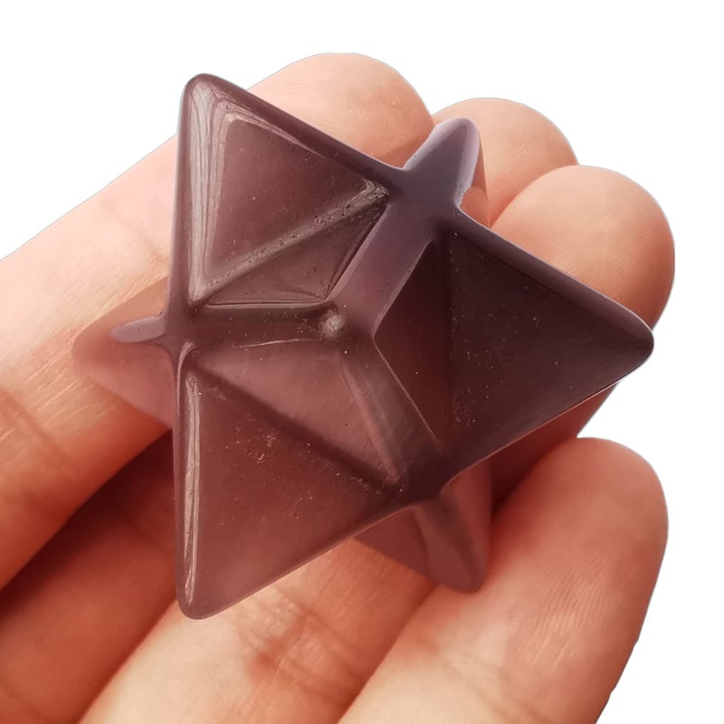 Bacatgem Purple Cats Eye Stone Merkaba Crystal Protection Sacred Meditation Energy Healing Chakra1 Inchs Hexagonal Star Crystals and Healing Stone