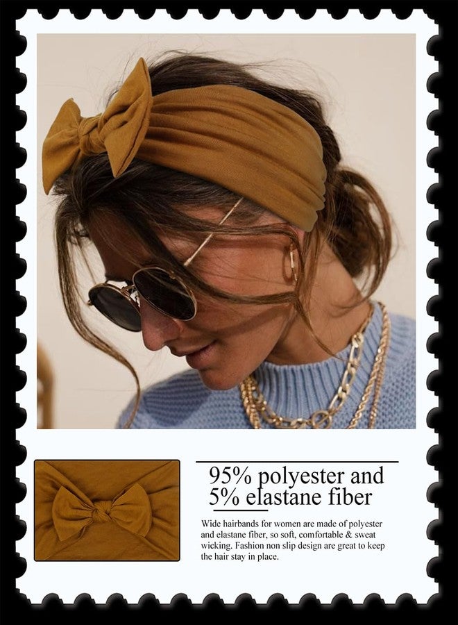 Huachi Headbands for Women 6 Packs Cute Bow Head Bands for Women’s Hair, Elastic Wide Knotted Hairbands Headwrap Turban Hair Accessories - Image 4