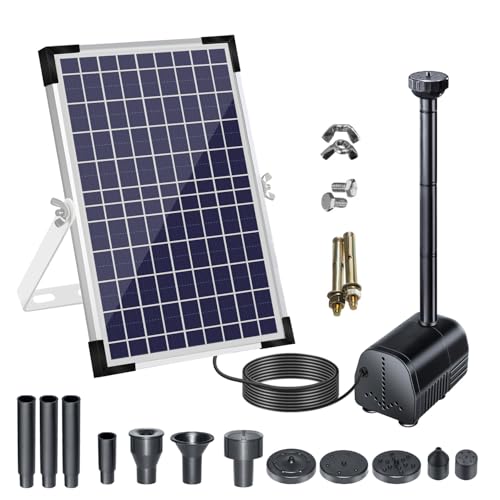 Lewisia 10W Solar Water Pump Kit with Mushroom and Blossom Spray Heads for DIY Pond Water Feature Pool Garden Patio Hydroponics Aquaculture Bird Bath Solar Power Fountain Pump - Image 1