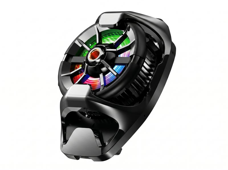 Memo Black Smartphone Cooler Model DL22 with RGB Fan & Adjustable Design for Gaming & Live Streaming Cooling - Image 1