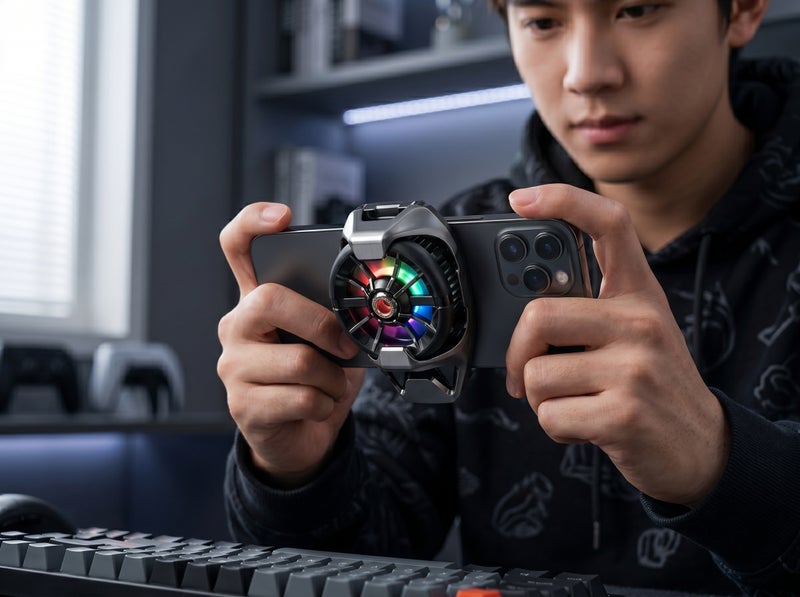Memo Black Smartphone Cooler Model DL22 with RGB Fan & Adjustable Design for Gaming & Live Streaming Cooling - Image 3