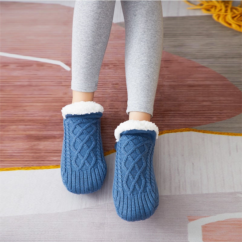 Children'S Floor Socks Fleece-Lined Thick Socks Winter Warm Girls Baby Non-Slip Coral Fleece Indoor Socks - Image 1