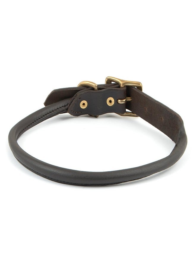 Jeffers Rolled Leather Dog Collar with Brass Hardware, Chestnut Brown - Safe Leather Design, Durable Brass Hardware, Adjustable Round Collar for Long Fur Dogs, Pairs with Leash, 3/4" W x 15" L - Image 5