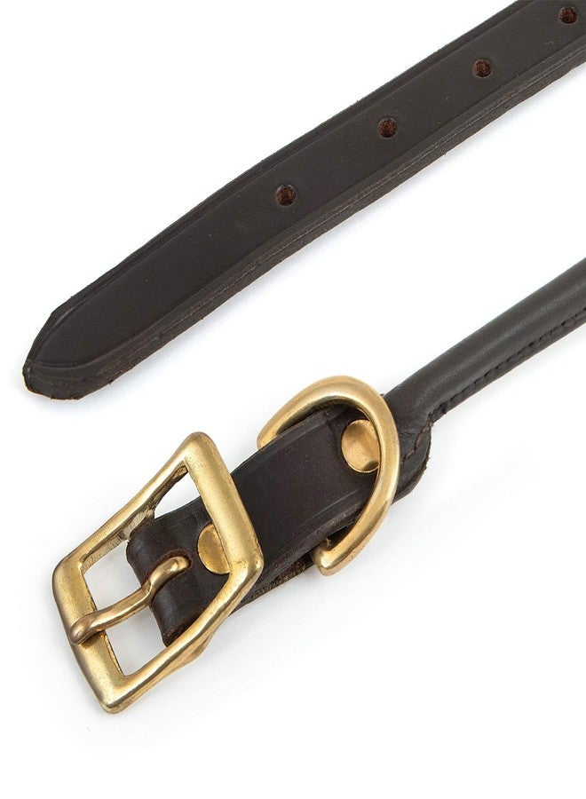 Jeffers Rolled Leather Dog Collar with Brass Hardware, Chestnut Brown - Safe Leather Design, Durable Brass Hardware, Adjustable Round Collar for Long Fur Dogs, Pairs with Leash, 3/4" W x 15" L - Image 4