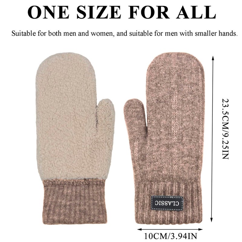 Beurlike Winter Mittens Gloves for Women Warm Fleece Lining Knit Thick Gloves for Cold Weather(Coffee) - Image 2
