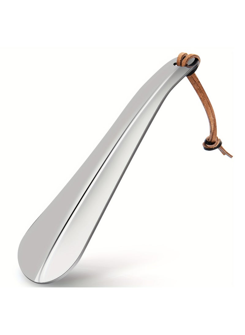 ONEKOO ONEKOO Premium Stainless Steel Travel Shoehorn with Leather Lanyard – Compact & Portable Shoe Helper for Men/Women | Durable, Scratch-Resistant Design | Easy-to-Use Ergonomic Handle | Stylish Gift for Shoe Lovers - Image 1