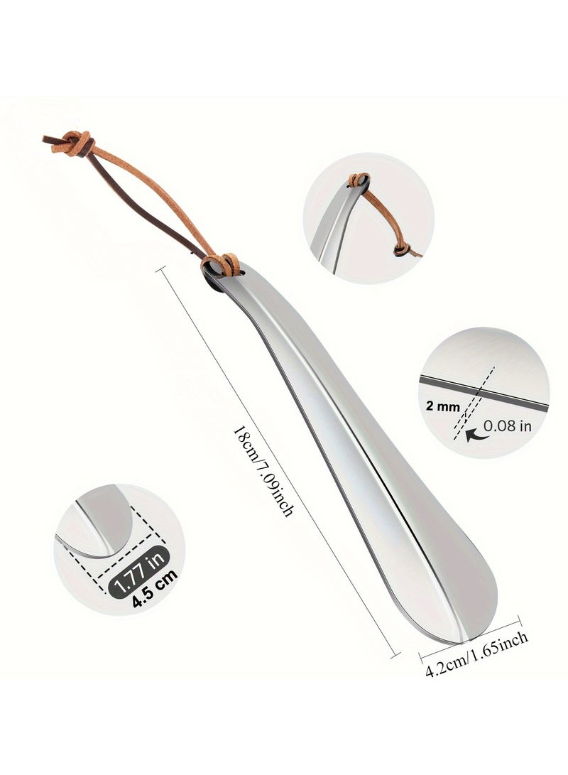 ONEKOO ONEKOO Premium Stainless Steel Travel Shoehorn with Leather Lanyard – Compact & Portable Shoe Helper for Men/Women | Durable, Scratch-Resistant Design | Easy-to-Use Ergonomic Handle | Stylish Gift for Shoe Lovers - Image 4