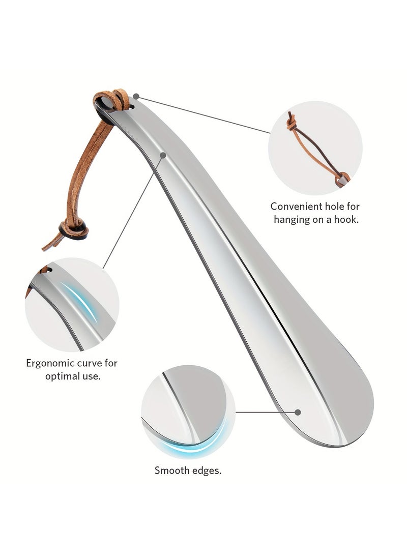 ONEKOO ONEKOO Premium Stainless Steel Travel Shoehorn with Leather Lanyard – Compact & Portable Shoe Helper for Men/Women | Durable, Scratch-Resistant Design | Easy-to-Use Ergonomic Handle | Stylish Gift for Shoe Lovers - Image 3