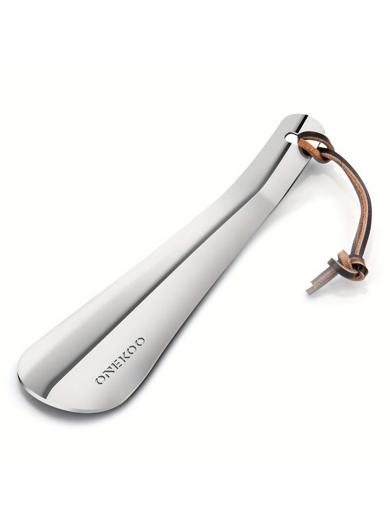 ONEKOO ONEKOO Premium Stainless Steel Travel Shoehorn with Leather Lanyard – Compact & Portable Shoe Helper for Men/Women | Durable, Scratch-Resistant Design | Easy-to-Use Ergonomic Handle | Stylish Gift for Shoe Lovers - Image 2