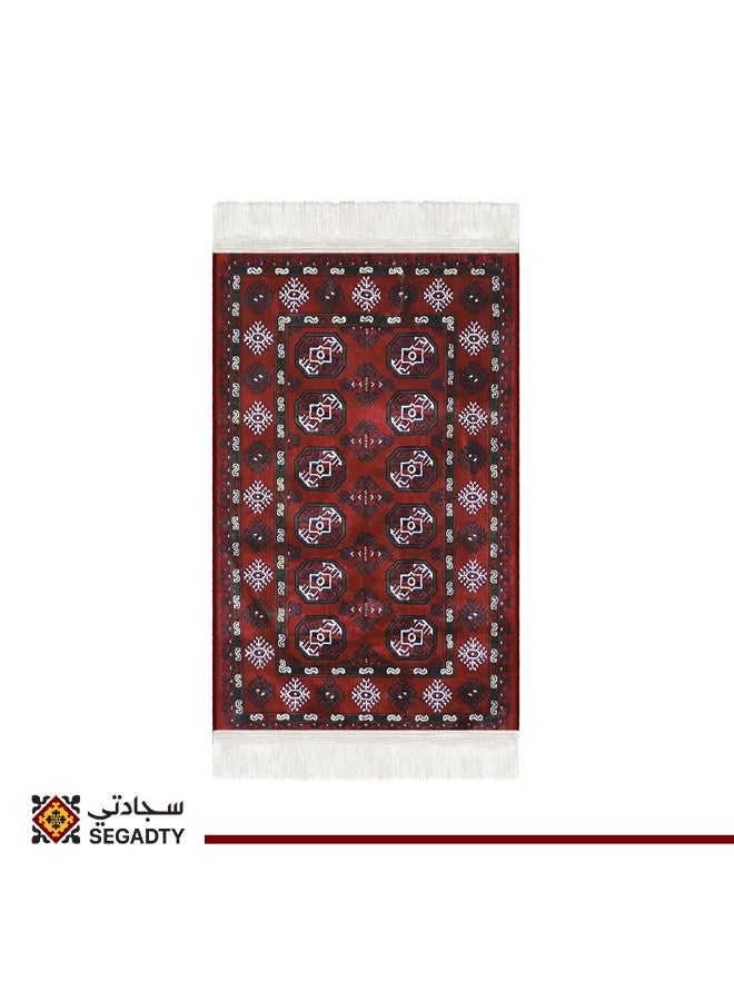 سجادتي مجموعة هدايا رمضان باكج 3 قطع سجاد السدو التراثي بتصميم نجدي فاخر من بأصالة تراثية وحرفية فاخرة باللون الأحمر مقاس 70x110سم - Image 2