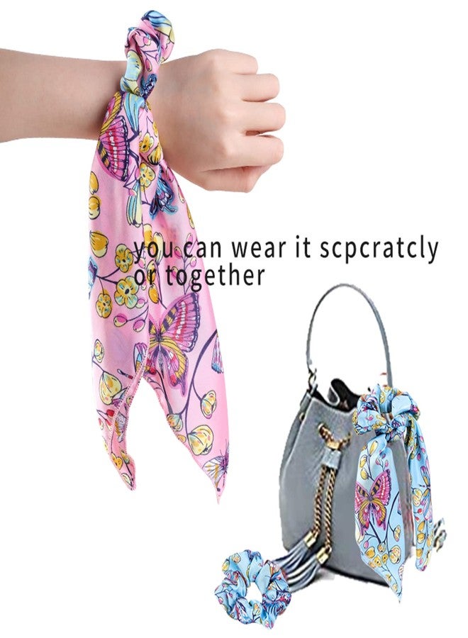 Cutewing Butterfly Scrunchies - Vivid Silk Hair Accessories with Colorful Scarves, Ribbons, Elastics, Bandanas, Bows and Bands for Women and Girls (6PCS) - Image 4