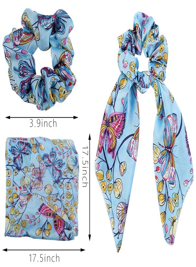 Cutewing Butterfly Scrunchies - Vivid Silk Hair Accessories with Colorful Scarves, Ribbons, Elastics, Bandanas, Bows and Bands for Women and Girls (6PCS) - Image 2