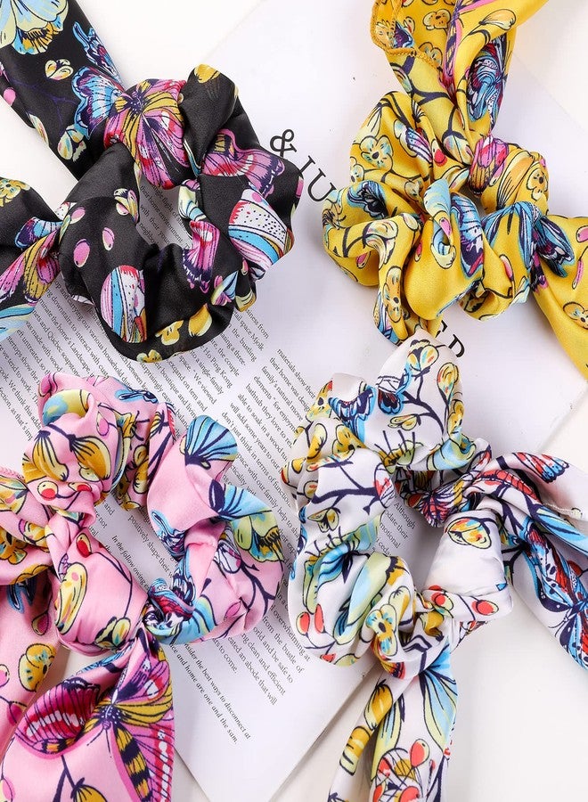 Cutewing Butterfly Scrunchies - Vivid Silk Hair Accessories with Colorful Scarves, Ribbons, Elastics, Bandanas, Bows and Bands for Women and Girls (6PCS) - Image 5