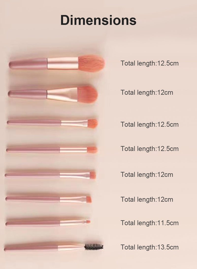 Makeup Brushes Set with Bag, 8pcs Travel Makeup Brush Kit, Travel Portable Soft Makeup Brushes Set Eye Shadow Foundation Powder Eyelash Lip Concealer Blush for Delicate Makeup Techniques - Image 3