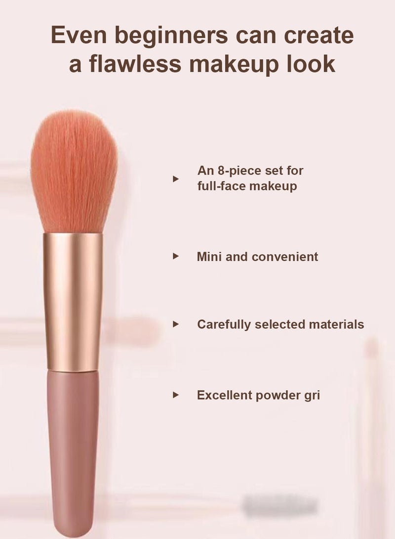 Makeup Brushes Set with Bag, 8pcs Travel Makeup Brush Kit, Travel Portable Soft Makeup Brushes Set Eye Shadow Foundation Powder Eyelash Lip Concealer Blush for Delicate Makeup Techniques - Image 5