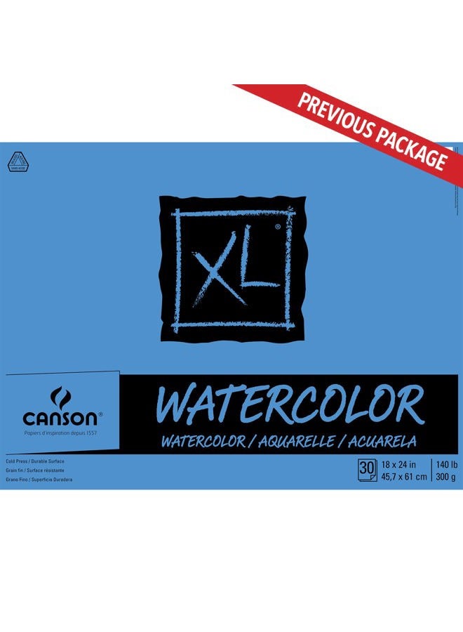 CANSON XL Series Watercolor Textured Paper Pad for Paint, Pencil, Ink, Charcoal, Pastel, and Acrylic, Fold Over, 140 Pound, 18 x 24 Inch, 30 Sheets - Image 2