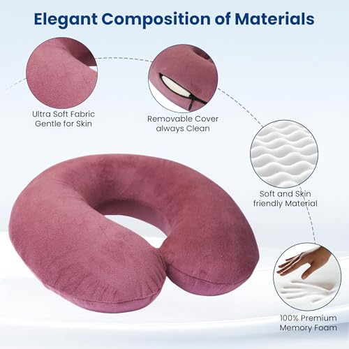 CareFoam Travel Neck Pillow | Premium Memory Foam Neck Pillow for Flight Travel, Car Sleeping | Adjustable Head Rest, Neck Rest Travelling Pillow for Sleeping Head Support - Image 2