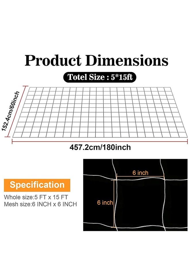 Muyixin 5 x 15 ft Plant Trellis Netting, Heavy-Duty Polyester Grow Net, Garden Trellis Netting with Square Mesh for Climbing Plants, Vegetables, Fruits, and Flowers  - Image 2