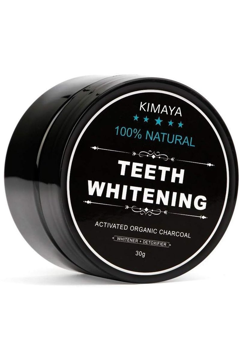 Kimaya Teeth Whitening Activated Coconut Charcoal Powder - Natural Icy Flavor 30g - Image 1