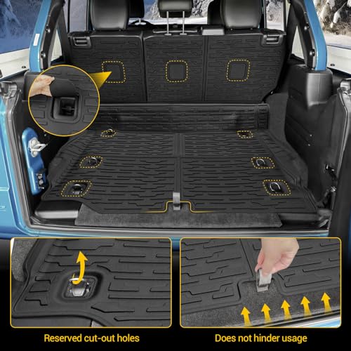 JTYZSM Cargo Mats for 2021-2025 Jeep Wrangler JL 4XE Trunk Mat with Backrest Liner All Weather TPE Protector Rear Back Seat Mats for 2021 2022 2023 2024 2025 Wrangler JL 4XE 4 Door Accessories - Image 5
