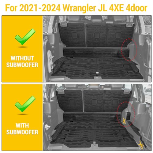 JTYZSM Cargo Mats for 2021-2025 Jeep Wrangler JL 4XE Trunk Mat with Backrest Liner All Weather TPE Protector Rear Back Seat Mats for 2021 2022 2023 2024 2025 Wrangler JL 4XE 4 Door Accessories - Image 2