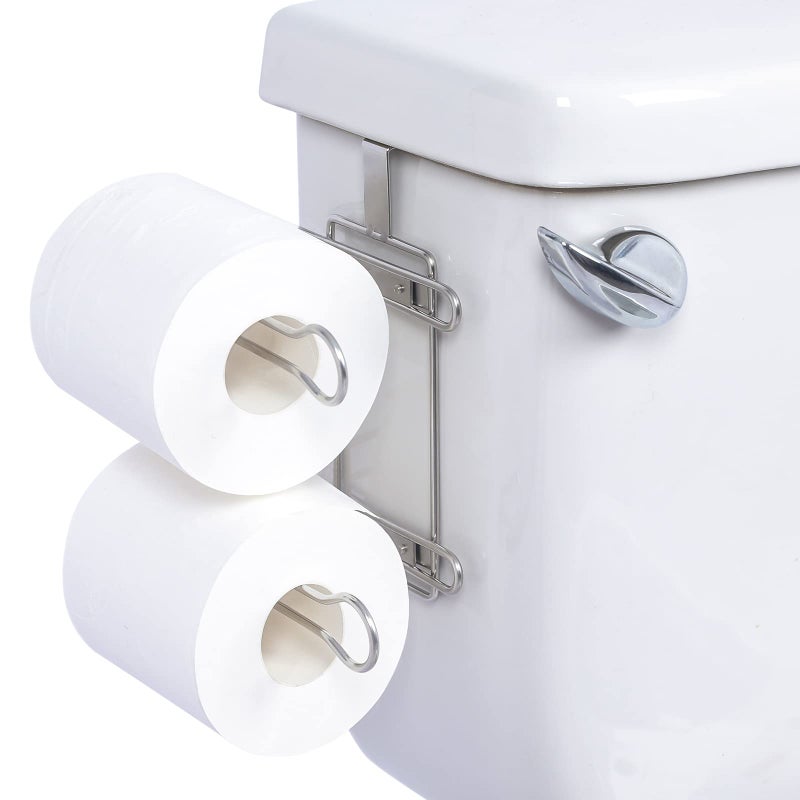 TQVAI Over The Tank Toilet Paper Roll Holder Stainless Steel Bathroom Tissue Storage Rack Chrome Finish