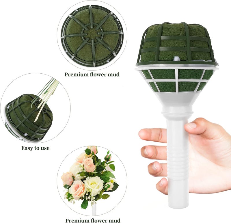comfrt 12 PCS Foam Floral Handle Bouquet Holders Handle Bouquet Holder for Floral Arrangement Foam Kit Wedding Supplies Bridal Fresh Flowers Silk Flowers Decoration - Image 4