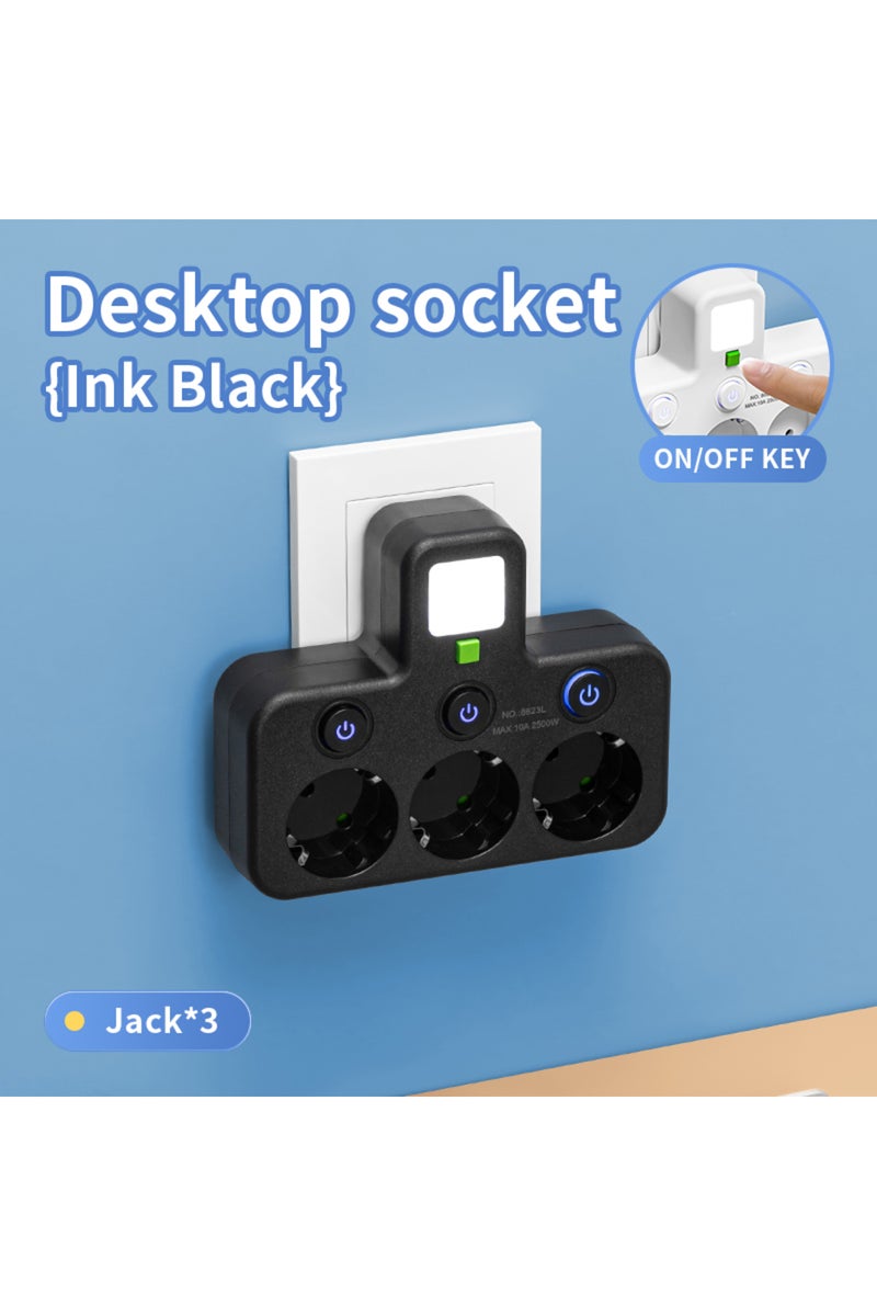 Black EU  Plug AC Outlet Power Strip Multiprise Wall Socket Universal Network Filter USB Cherger Sep