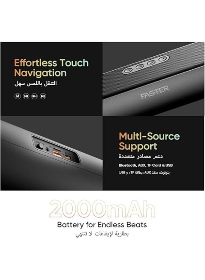 Faster Ryzo Z16 Soundbar - 16W Wireless Sound Bar 415x133x100mm Bluetooth 5.3 EDR 5H - Image 5