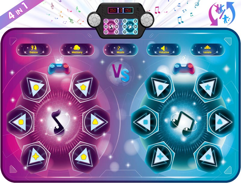 maysida Dance Mat Toy Gift for Kids ages 312 Dancing Music Playmat with 12 Key Large Size 5938 in Double User Challenge Game Christmas Birthday Gift for Girls Boys 5 6 7 8 9 10 11 12 Year Old - Image 3