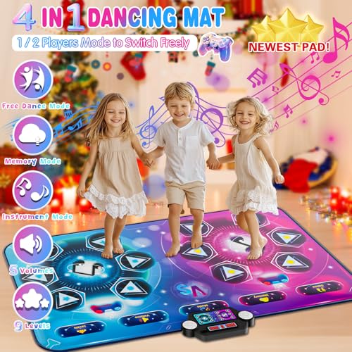 maysida Dance Mat Toy Gift for Kids ages 312 Dancing Music Playmat with 12 Key Large Size 5938 in Double User Challenge Game Christmas Birthday Gift for Girls Boys 5 6 7 8 9 10 11 12 Year Old - Image 5