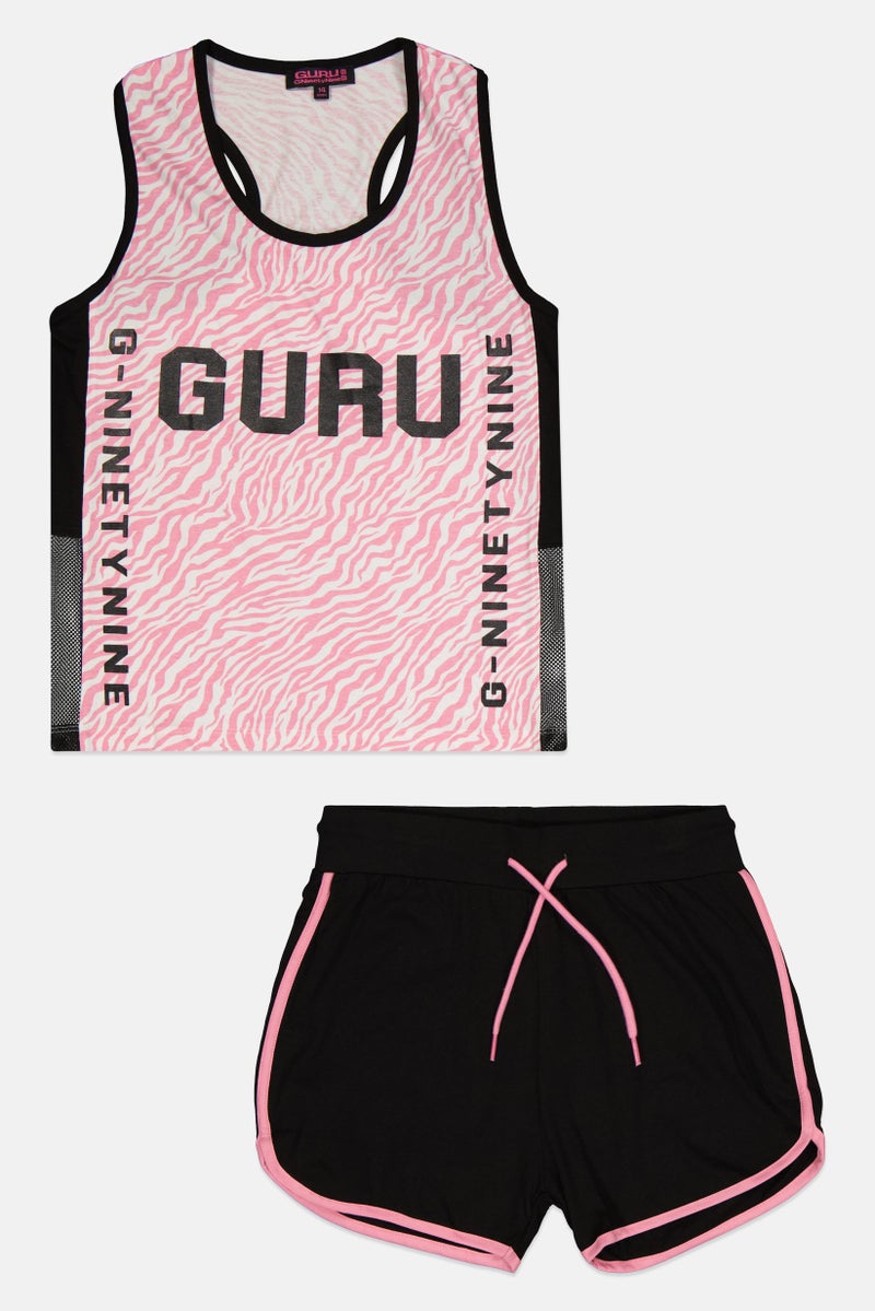 Guru 99 Kids Girl 2 Pieces Graphic Print Top And Bottom Set, Multicolor - Image 1