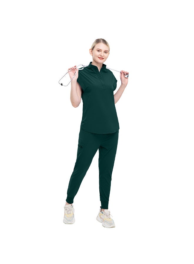NIBEMINENT Women Scrub Set Surgical Nursing Hospital Uniform Medical Uniforms  Short Sleeve Workwear Clinic Nurse Scrub - Image 1