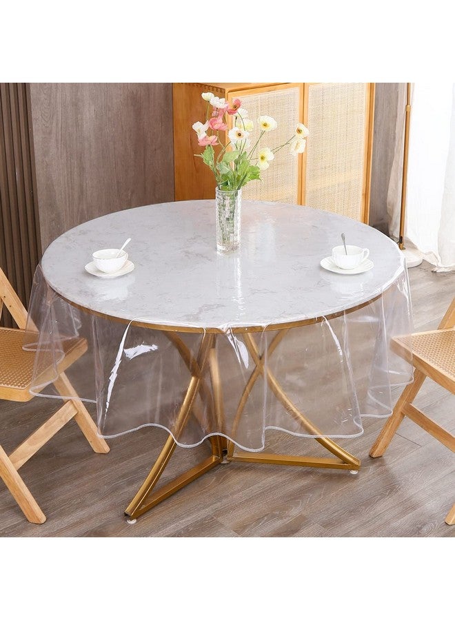 Walrus Clear Round Plastic Tablecloth Protector Waterproof Oil-Proof PVC Table Cloth Stain-Resistant Wipeable Table Cover for Round Table 90" Round - Image 1