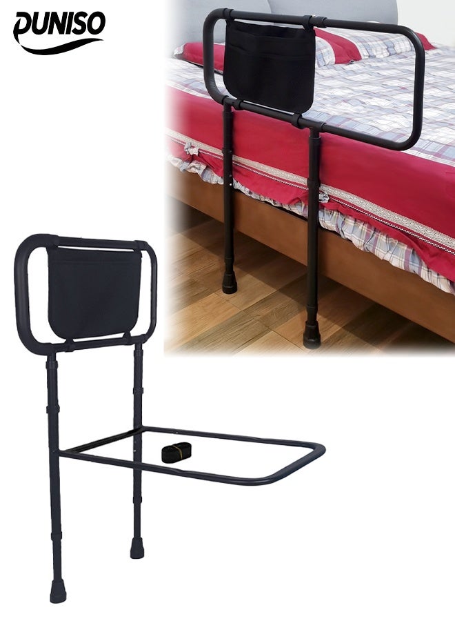 DUNISO Bed Rails for Elderly Adults，Adjustable Height Bedside Assist Grab Bars with Non-slip Feet，Portable Mobility & Daily Living Aids with Storage Pocket，Fits All Beds - Image 1