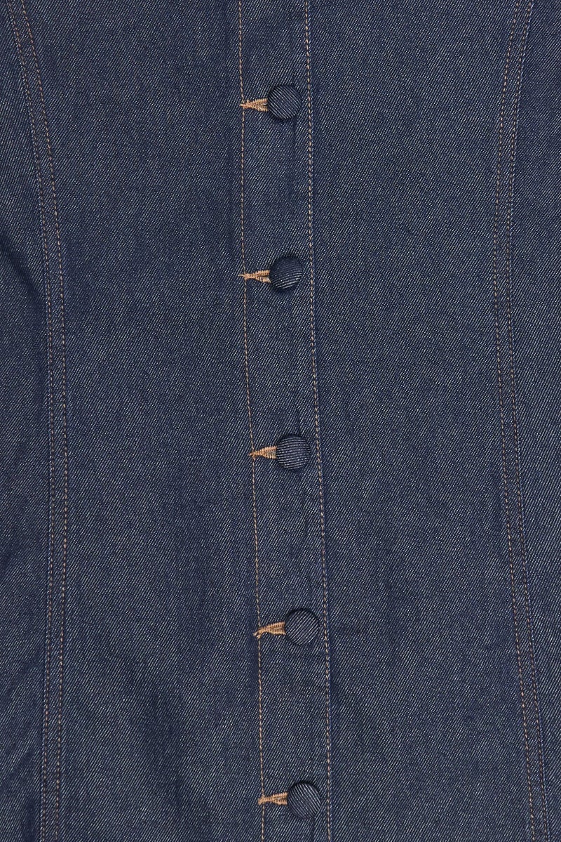 Threadbare Women Solid Denim Mini Dress, Blue - Image 5