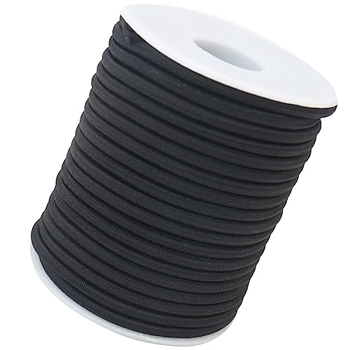 ZHFMLY 4mm Thick Black Elastic Cord for Sewing 5/32 inch 50ft Stretchy Nylon Rope String Bungee Shock Kayak Tie Down Straps Tent Elastic Cord Replacement for Crafts-Pants-Clothing-Outdoor Supplies ZH131 - Image 3
